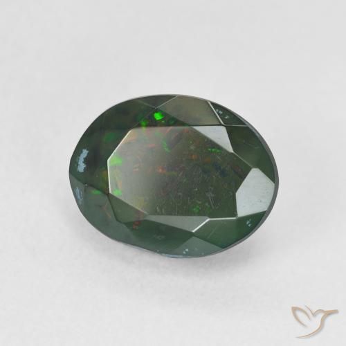Opale noire Multicolore naturelle ovale, 1.79 ct, Translucide