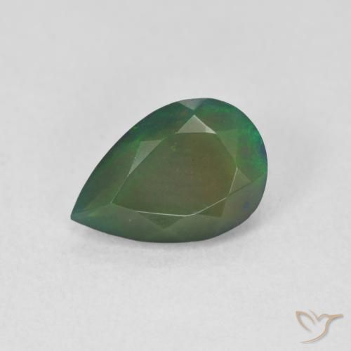 1.15ct Naturel Multicolore Opale noire, En forme de poire, Translucide