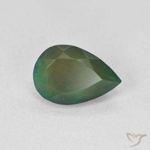 Opale noire Multicolore naturelle En forme de poire, 1.15 ct, Translucide