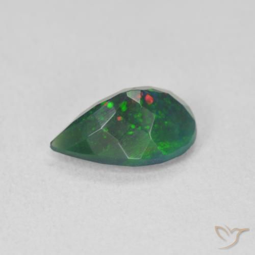 Opale noire Multicolore naturelle En forme de poire, 1.15 ct, Translucide