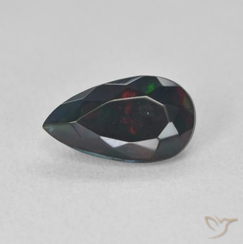 1.05ct Naturel Multicolore Opale noire, En forme de poire, Translucide