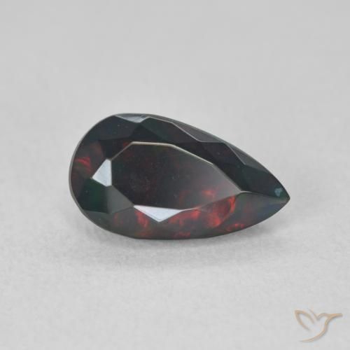 Opale noire Multicolore naturelle En forme de poire, 1.05 ct, Translucide