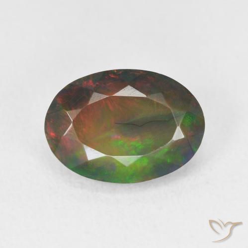 Opale noire Multicolore naturelle Coupe ovale, 2.14 ct, Translucide