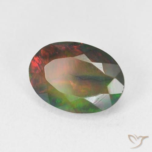 Opale noire Multicolore naturelle Coupe ovale, 2.14 ct, Translucide
