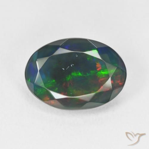 2.94ct Naturel Multicolore Opale noire, ovale, Translucide
