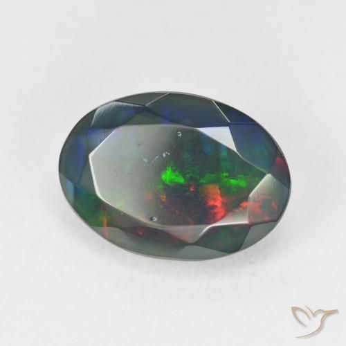 Opale noire Multicolore naturelle ovale, 2.94 ct, Translucide