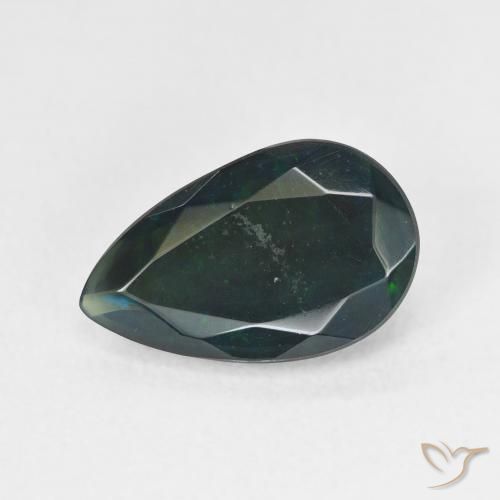 2.17ct Naturel Multicolore Opale noire, En forme de poire, Translucide