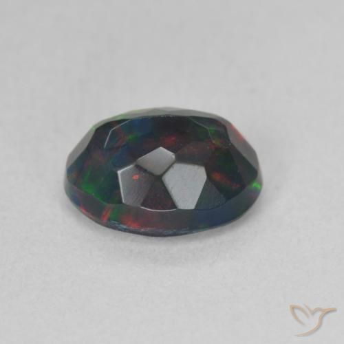 Opale noire Multicolore naturelle ovale, 1.35 ct, Translucide