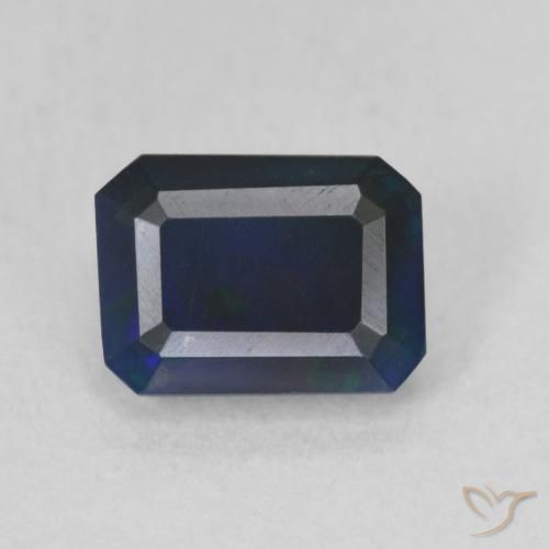 1.03ct Naturel Multicolore Opale noire, Taille émeraude, Translucide