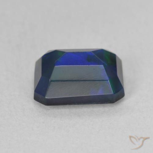Opale noire Multicolore naturelle Octogone / coupe Émeraude, 1.03 ct, Translucide