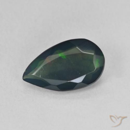 1.12ct Naturel Multicolore Opale noire, En forme de poire, Translucide