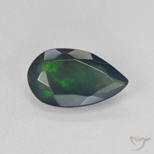 Opale noire Multicolore naturelle En forme de poire, 1.12 ct, Translucide