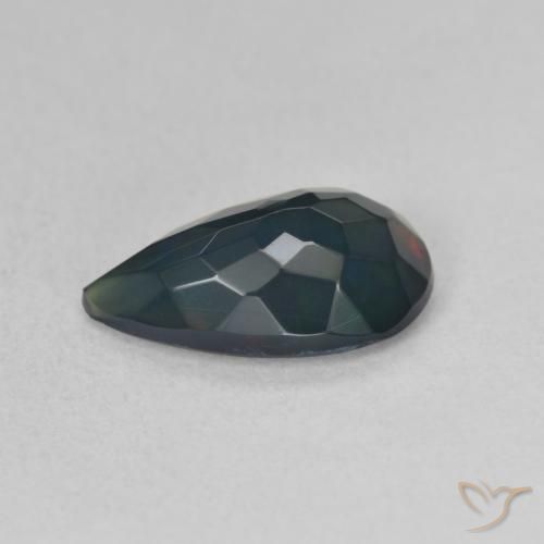 Opale noire Multicolore naturelle En forme de poire, 1.12 ct, Translucide