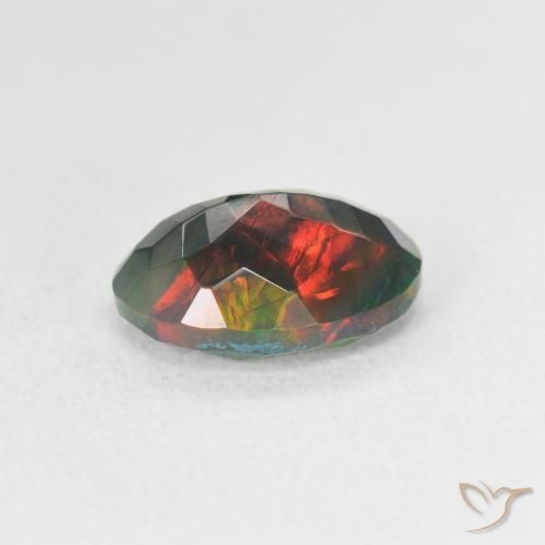 Opale noire Multicolore naturelle ovale, 1.09 ct, Translucide