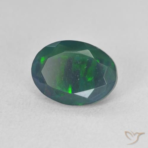 Opale noire Multicolore naturelle ovale, 1.31 ct, Translucide