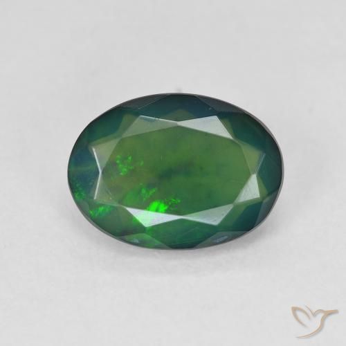 1.42ct Naturel Multicolore Opale noire, ovale, Translucide