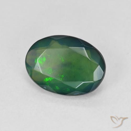 Opale noire Multicolore naturelle ovale, 1.42 ct, Translucide