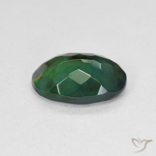 Opale noire Multicolore naturelle ovale, 1.42 ct, Translucide