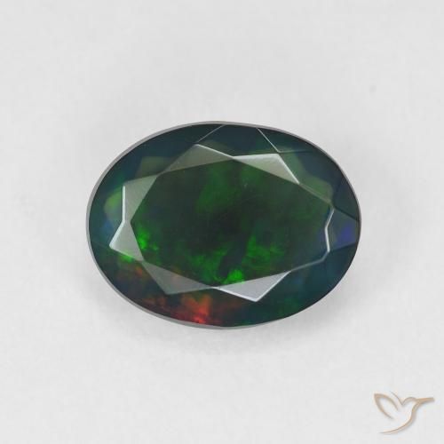 Opale noire Multicolore naturelle Coupe ovale, 1.46 ct, Translucide