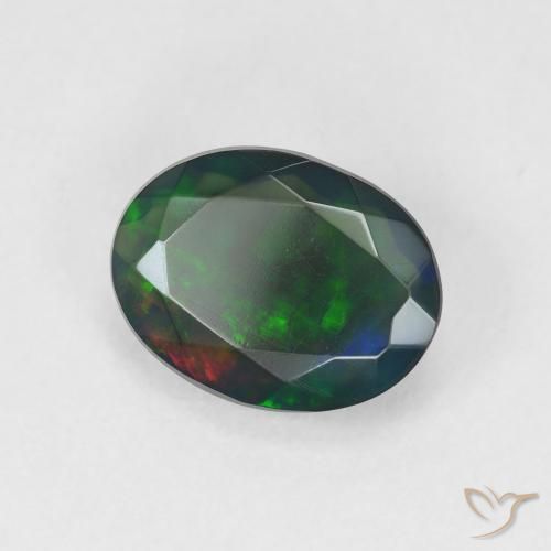 Opale noire Multicolore naturelle Coupe ovale, 1.46 ct, Translucide