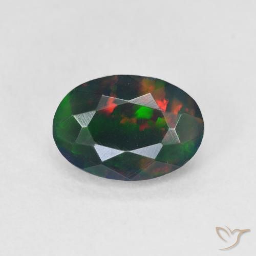 0.86ct Naturel Multicolore Opale noire, ovale, Translucide