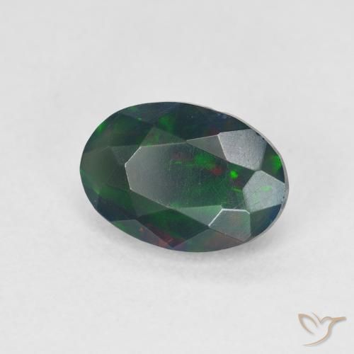 Opale noire Multicolore naturelle ovale, 0.86 ct, Translucide