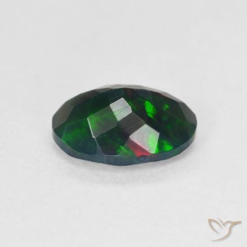 Opale noire Multicolore naturelle ovale, 0.86 ct, Translucide