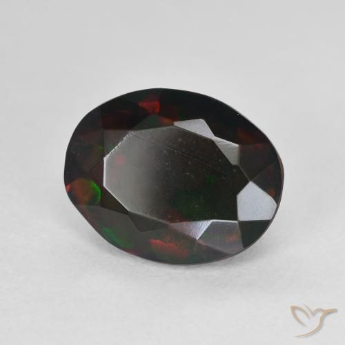 Opale noire Multicolore naturelle ovale, 2.40 ct, Translucide