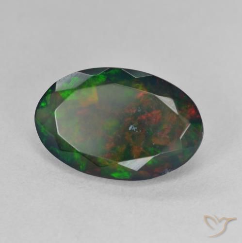 Opale noire Multicolore naturelle ovale, 2.42 ct, Translucide