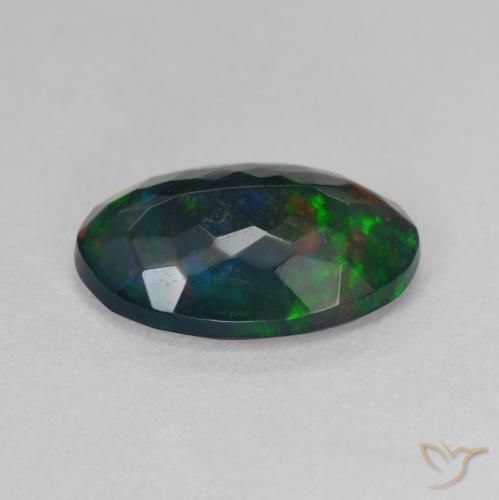 Opale noire Multicolore naturelle ovale, 2.42 ct, Translucide
