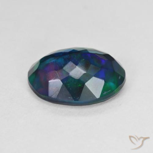 Opale noire Multicolore naturelle ovale, 2.87 ct, Translucide