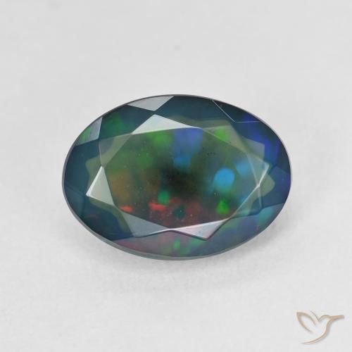 1.90ct Naturel Multicolore Opale noire, ovale, Translucide