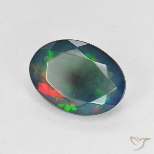 Opale noire Multicolore naturelle ovale, 1.90 ct, Translucide