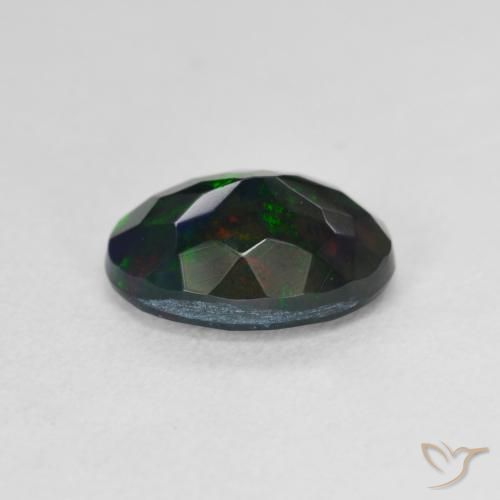 Opale noire Multicolore naturelle ovale, 1.30 ct, Translucide