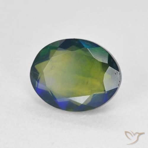 Opale noire Multicolore naturelle ovale, 1.55 ct, Translucide