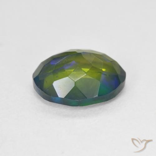Opale noire Multicolore naturelle ovale, 1.55 ct, Translucide