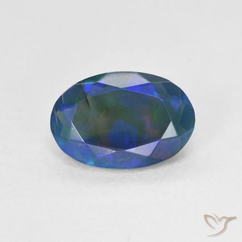 1.10ct Naturel Multicolore Opale noire, ovale, Translucide