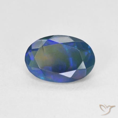 Opale noire Multicolore naturelle ovale, 1.10 ct, Translucide