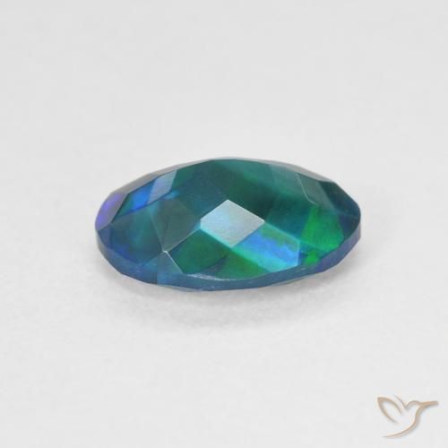 Opale noire Multicolore naturelle ovale, 1.10 ct, Translucide