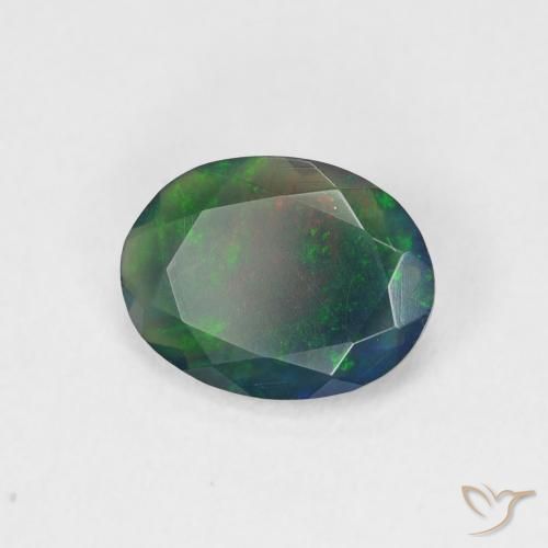 Opale noire Multicolore naturelle ovale, 0.88 ct, Translucide