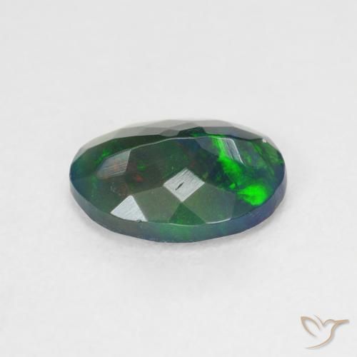 Opale noire Multicolore naturelle ovale, 0.88 ct, Translucide