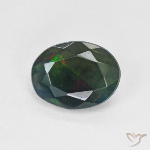 1.36ct Naturel Multicolore Opale noire, ovale, Translucide