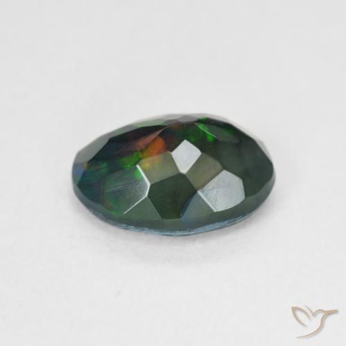 Opale noire Multicolore naturelle ovale, 1.36 ct, Translucide