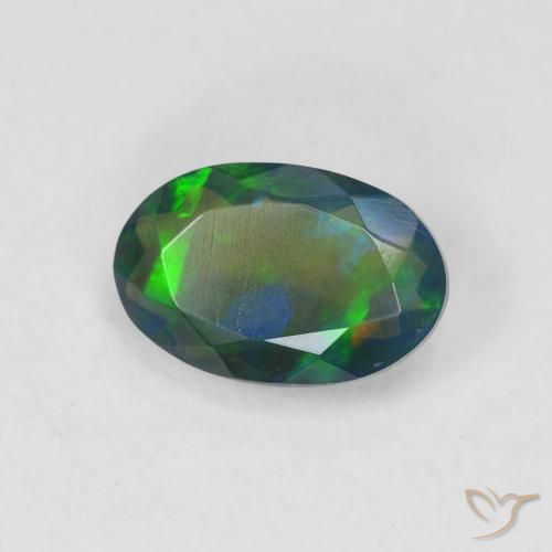 Opale noire Multicolore naturelle ovale, 1.05 ct, Translucide