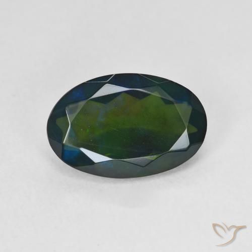 1.64ct Naturel Multicolore Opale noire, ovale, Translucide
