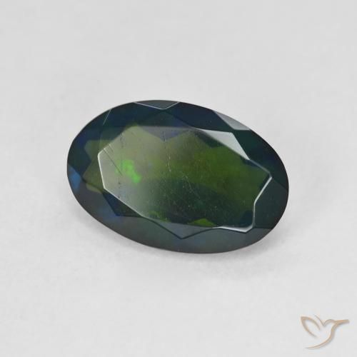Opale noire Multicolore naturelle ovale, 1.64 ct, Translucide