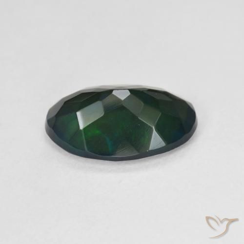 Opale noire Multicolore naturelle ovale, 1.64 ct, Translucide