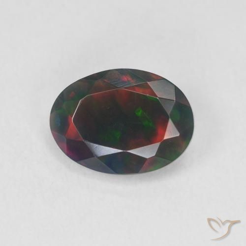 1.20ct Naturel Multicolore Opale noire, ovale, Translucide