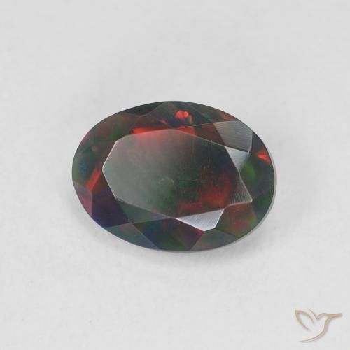 Opale noire Multicolore naturelle ovale, 1.20 ct, Translucide