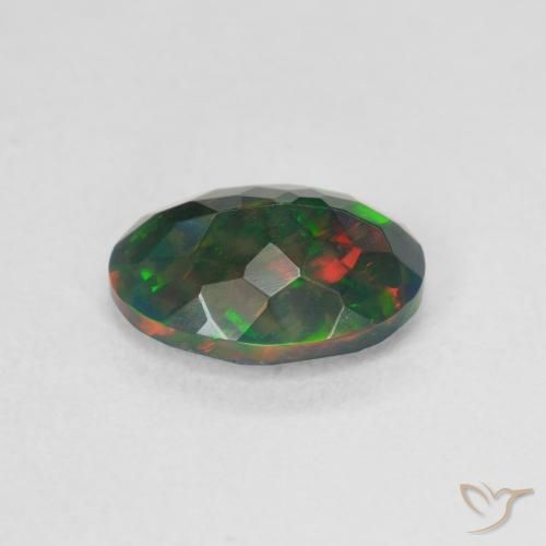 Opale noire Multicolore naturelle ovale, 1.20 ct, Translucide